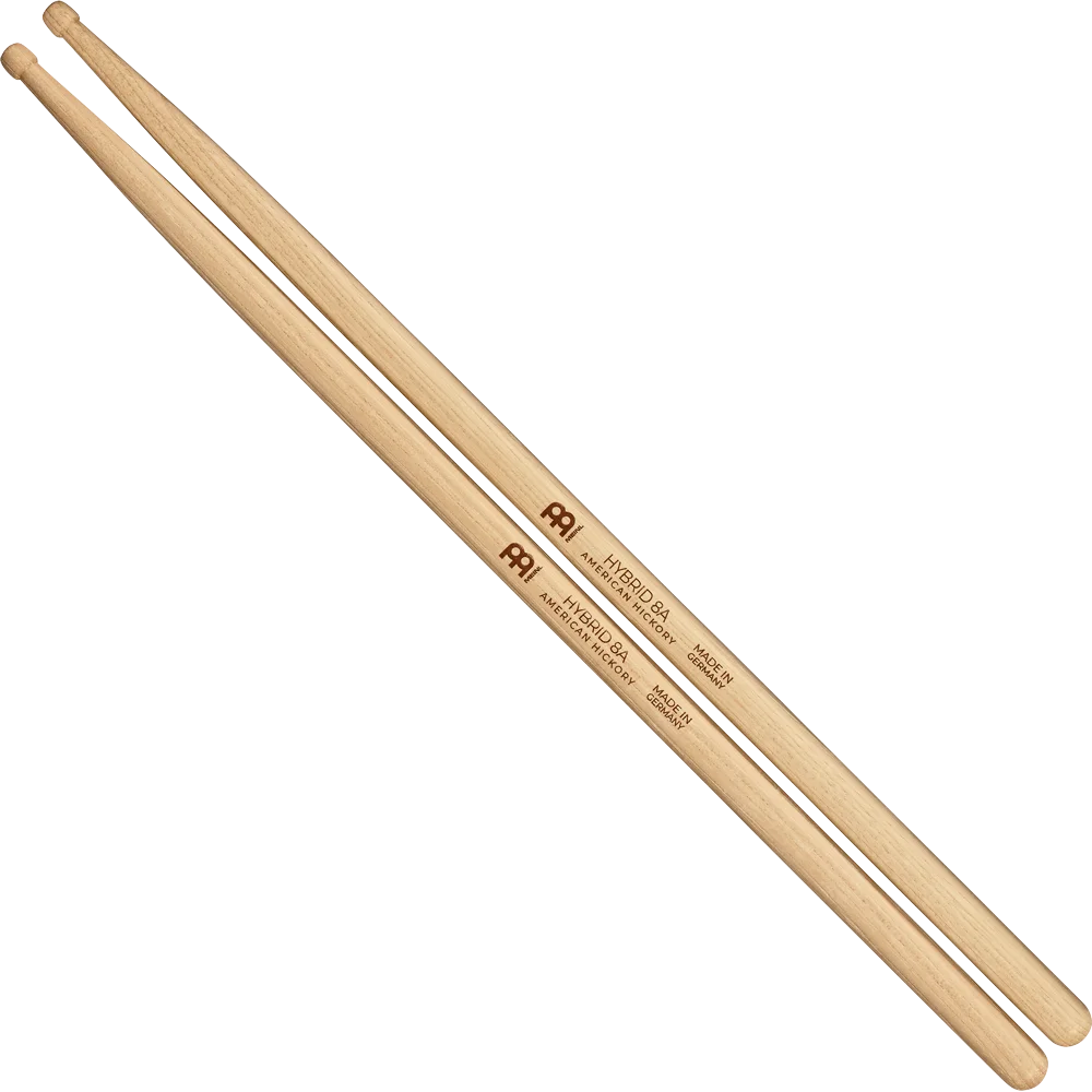 Meinl Hybrid 8A Drumstick, Hickory, Medium, Hybrid tip, Pair