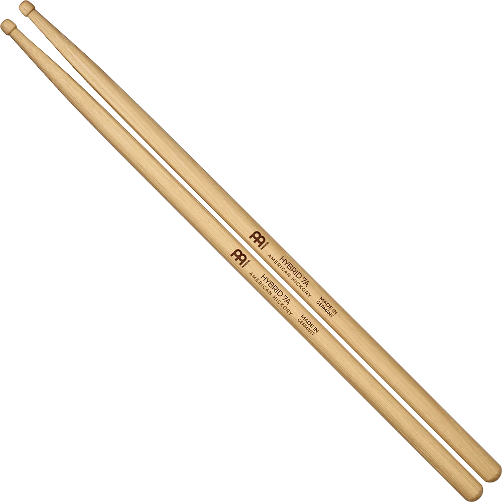 Meinl Hybrid 7A Drumstick, Hickory, Heavy, Hybrid tip, Pair
