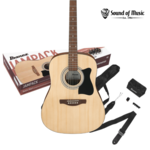 IBANEZ Ibanez IJV JamPack Dreadnaught Acoustic Guitar Pack W/Gig Bag, Tuner, Strap, and Picks - Open Pore Natural