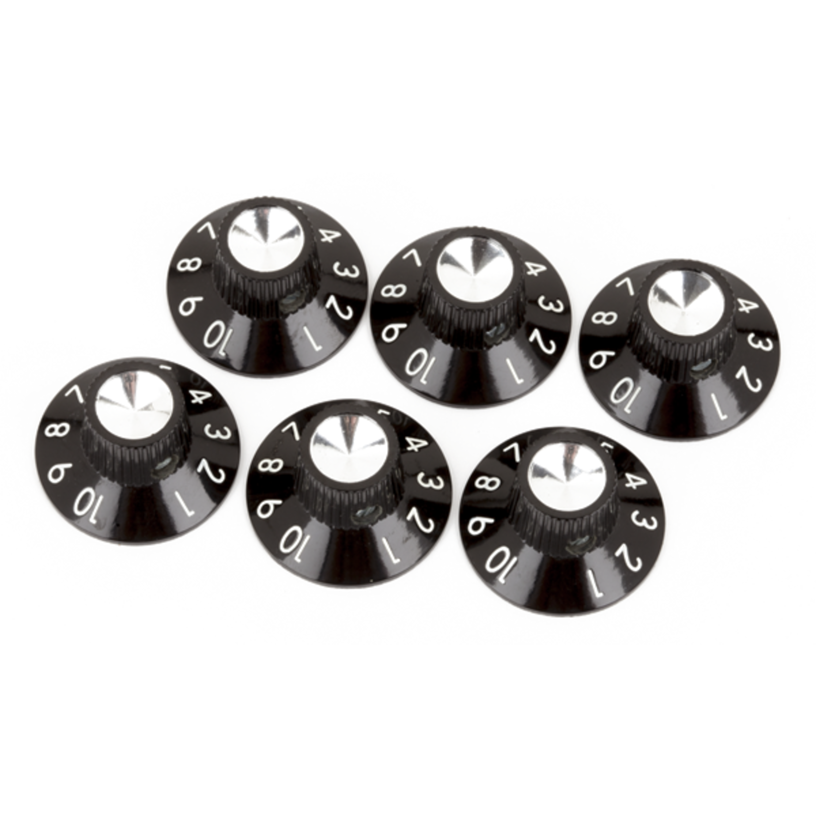 Fender Pure Vintage Black/Silver Skirted Amplifier Knobs, (6)