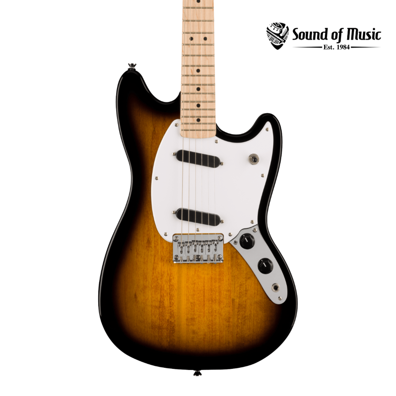 Squier Sonic Mustang, Maple Fingerboard, White Pickguard - 2-Color Sunburst