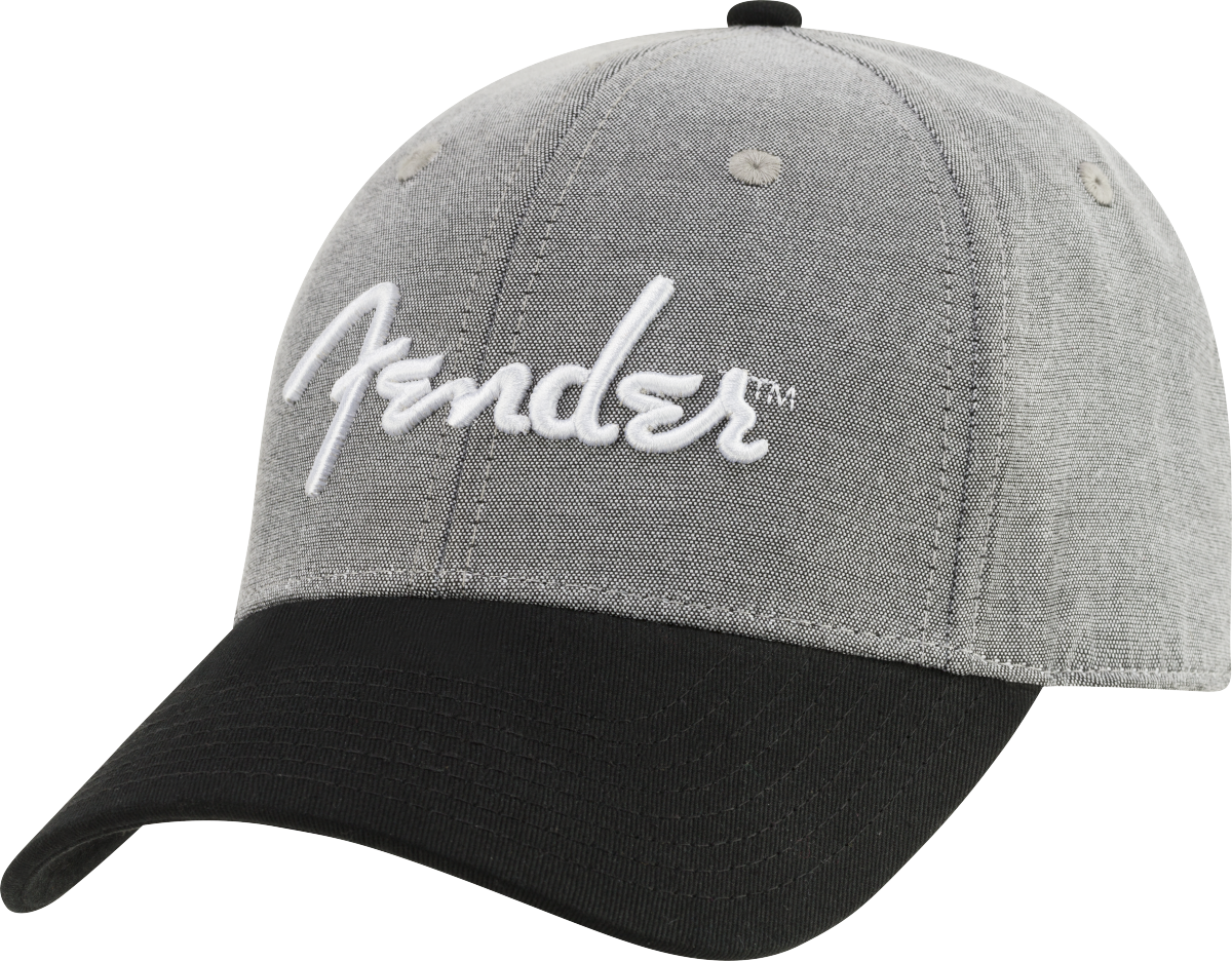 Fender Hipster Dad Hat, Gray and Black, One Size Fits Most