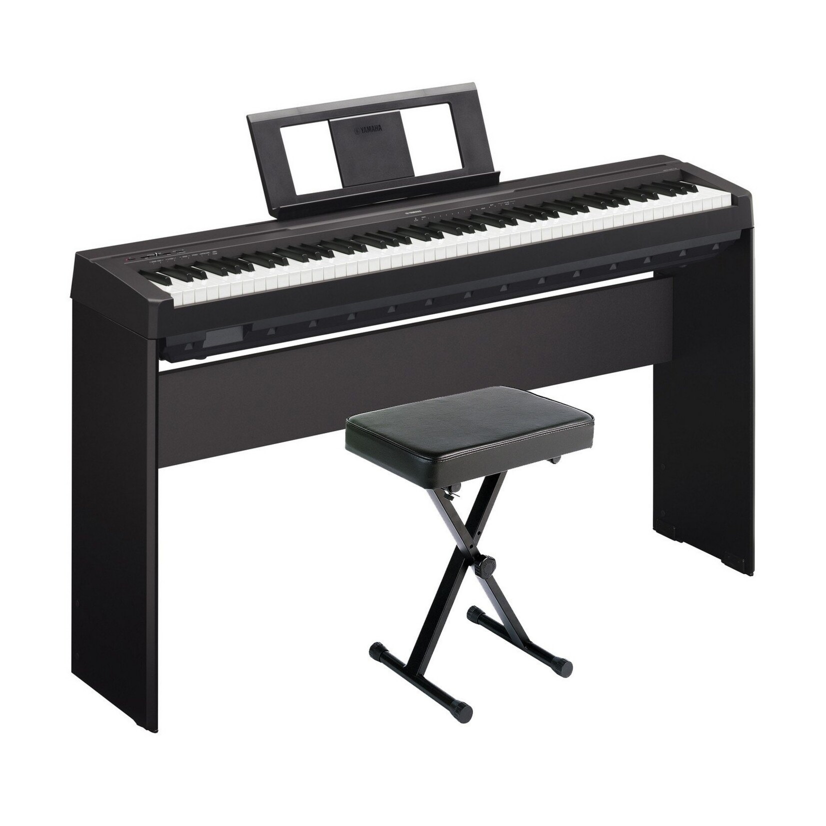 Yamaha P-143 Keyboard Bundle with L100B Stand and PKBB1 X-Style Bench