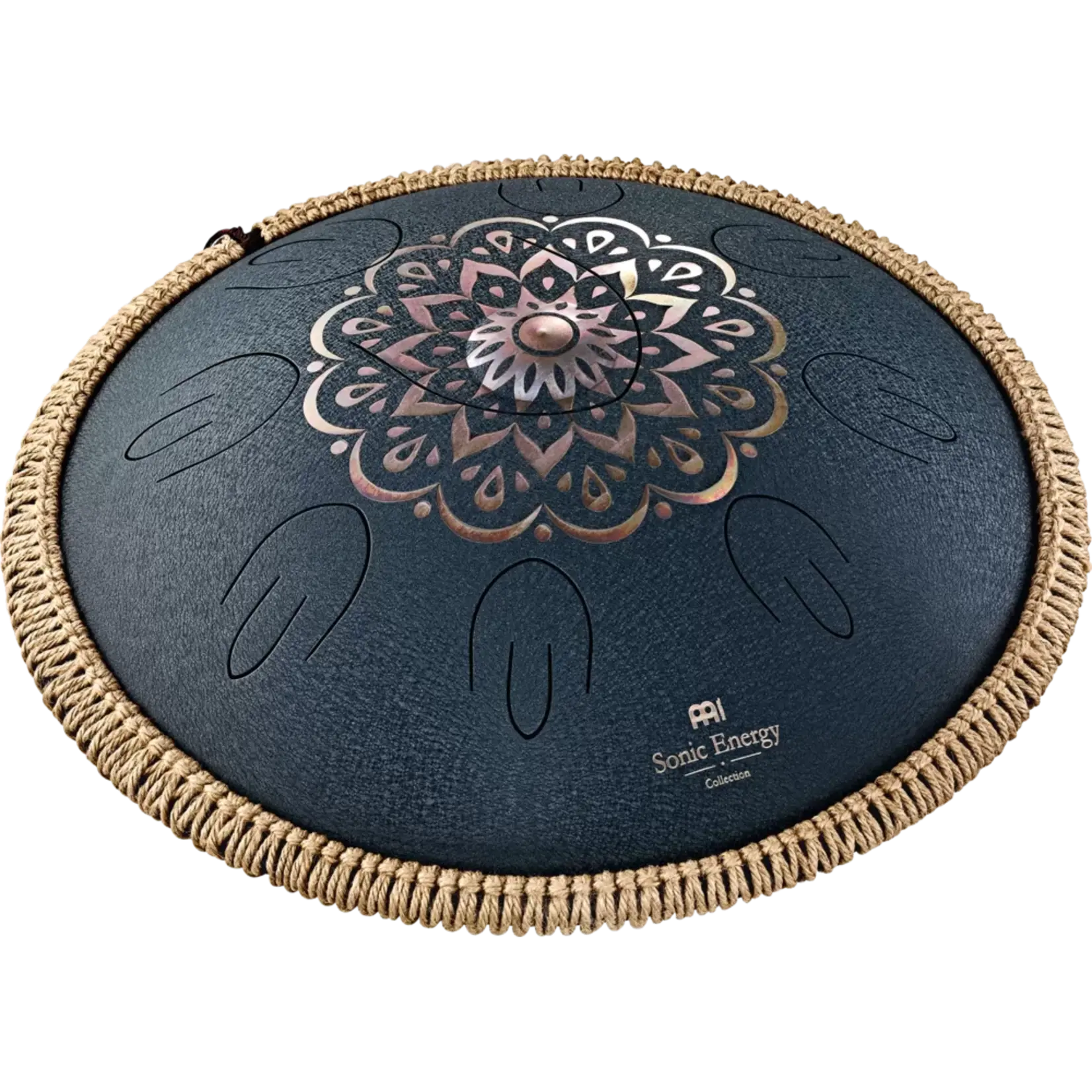 Meinl Sonic Energy 16-inch Steel Tongue Drum - D Amara, Navy Blue Engraved Floral