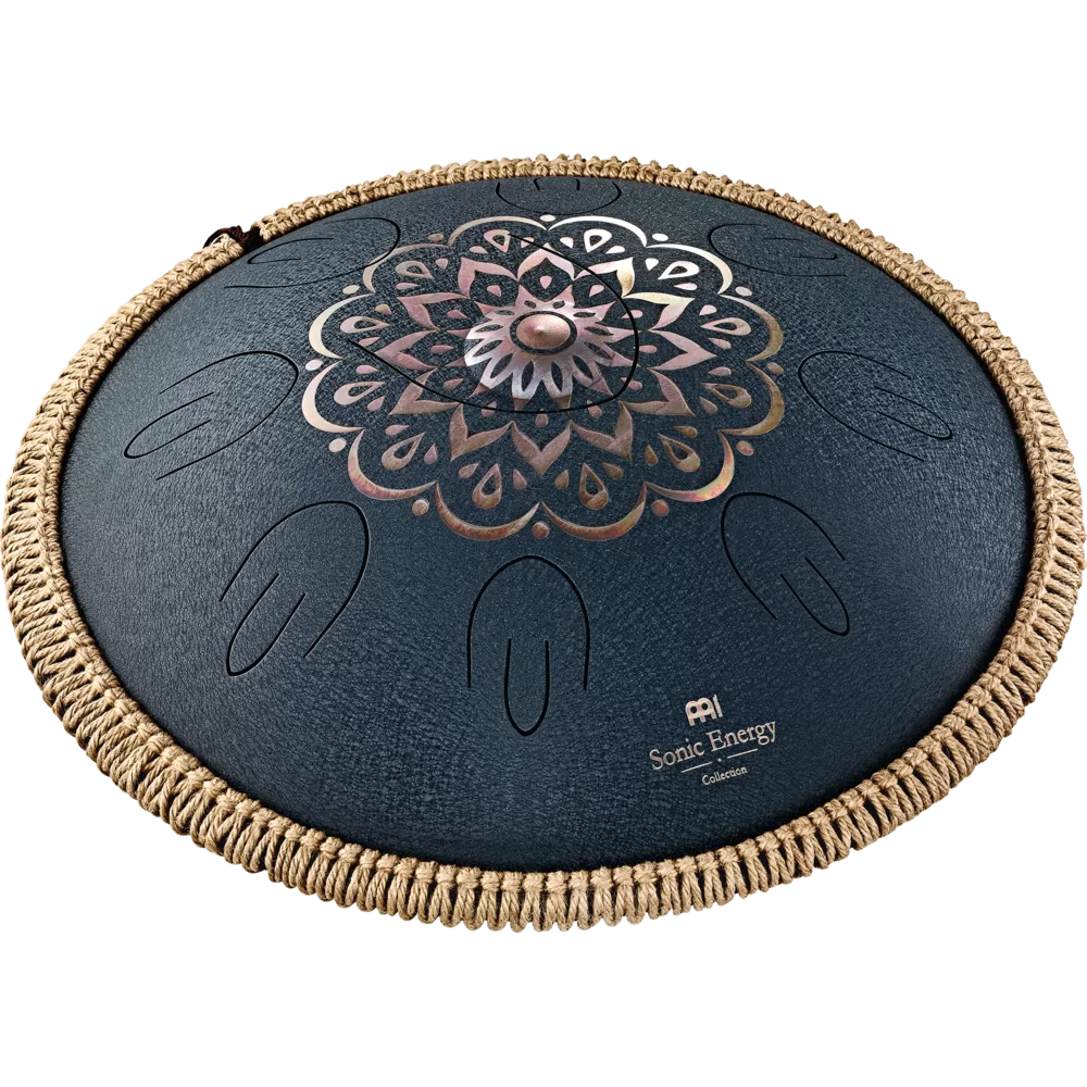 Meinl Sonic Energy 16-inch Steel Tongue Drum - D Amara, Navy Blue Engraved Floral