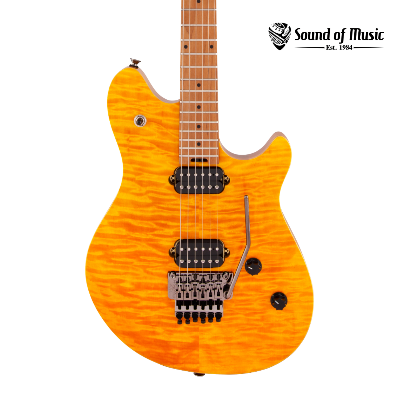 EVH Wolfgang WG Standard QM Baked Maple Fingerboard - Transparent Amber