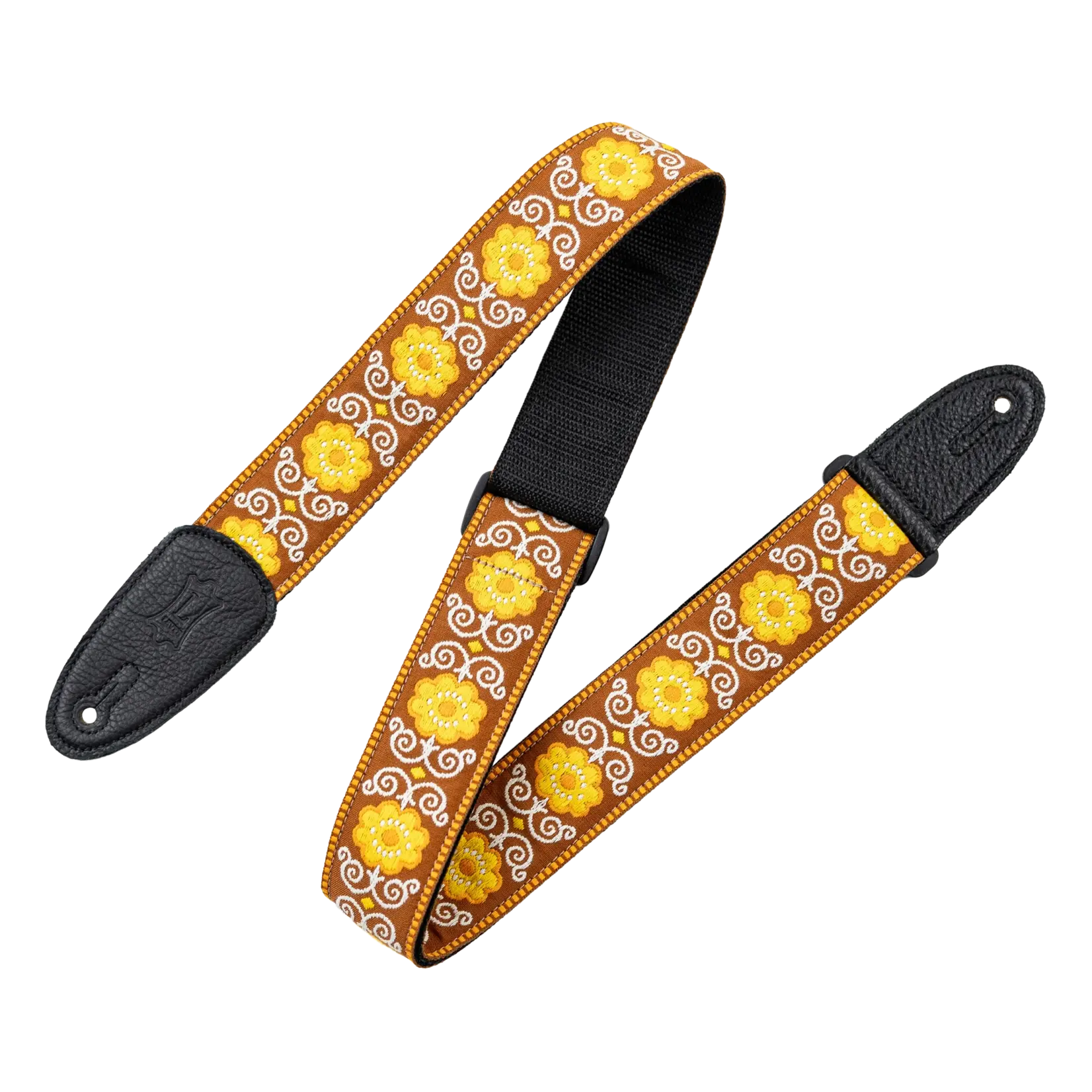 Levy's M8HT-27 2" Hootenanny Jacquard Weave Guitar Strap - Yellow Flower Power