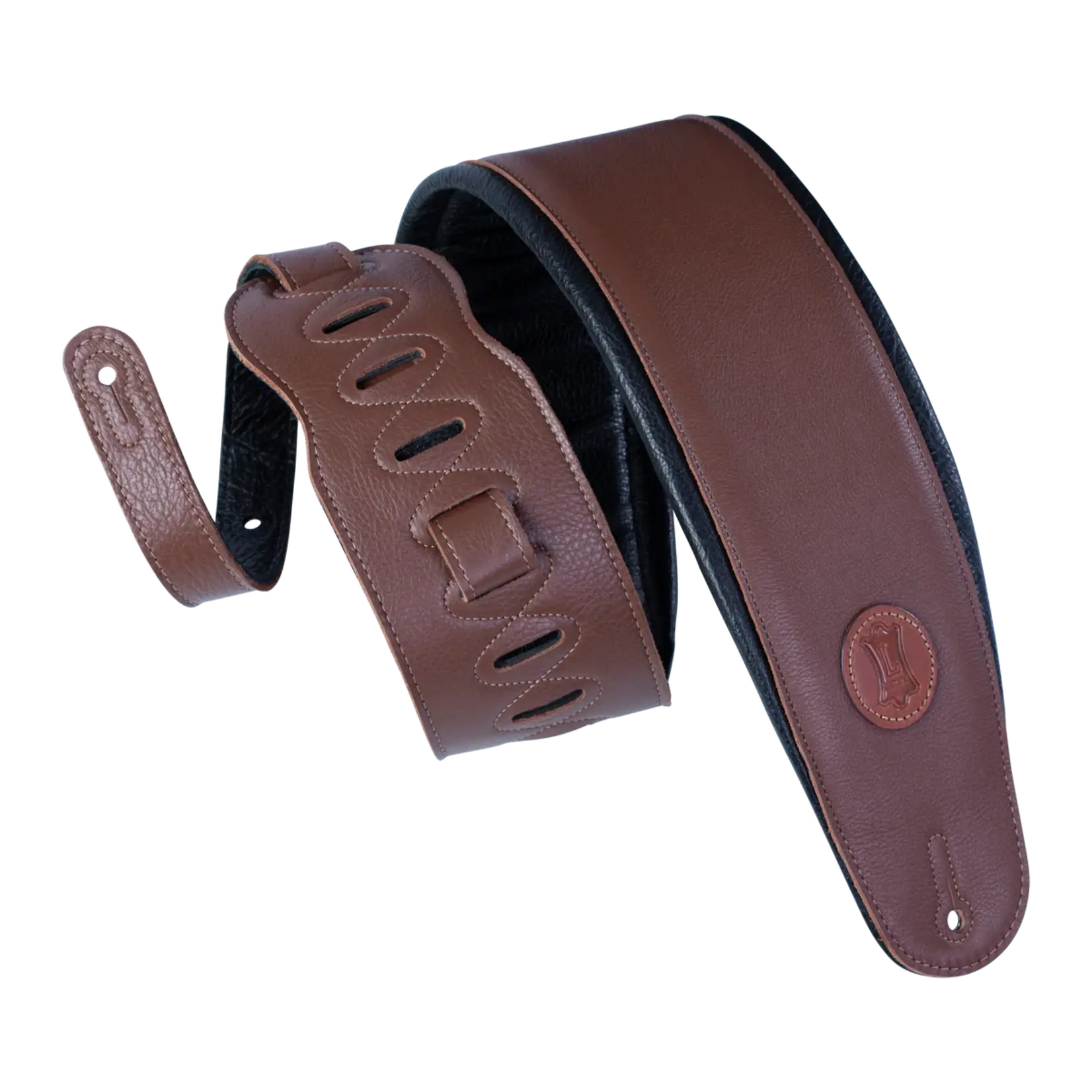 Levy's MSS2-4-BRN 4.5" Wide Garment Leather w/ Heavy Padding Bass Strap - Brown
