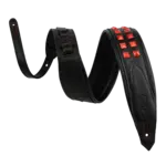 Levy's Levy's 2.5" Rebel Leather Series Guitar Strap - Black Leather W/ Red Studs