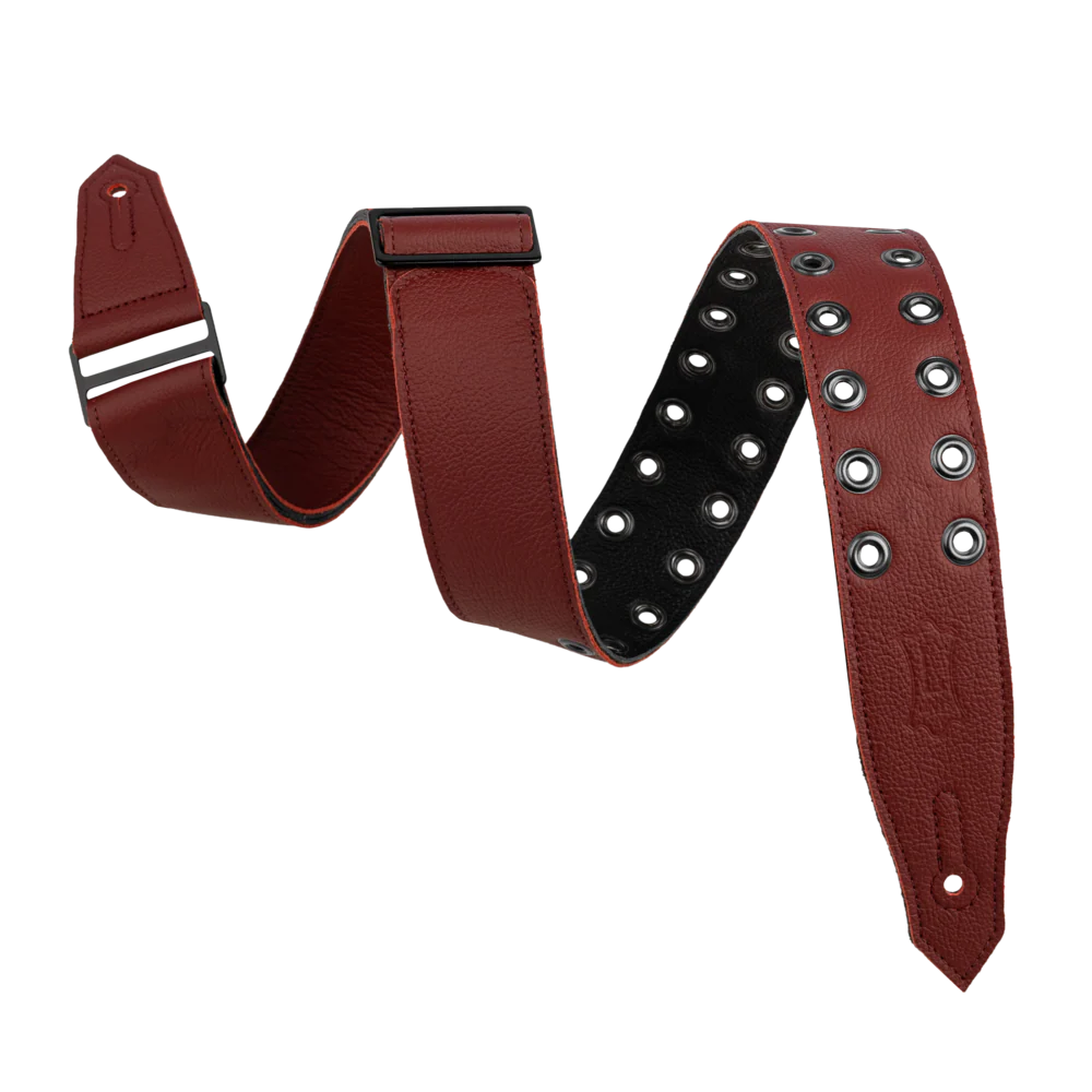 Levy's M80RBEY Rebel Series Leather Strap - Burgandy W/Black Eyelets