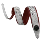 Levy's Levy's M80GRPDX-WHT Rebel Series Leather Strap - Cracked White W/Silver Studs