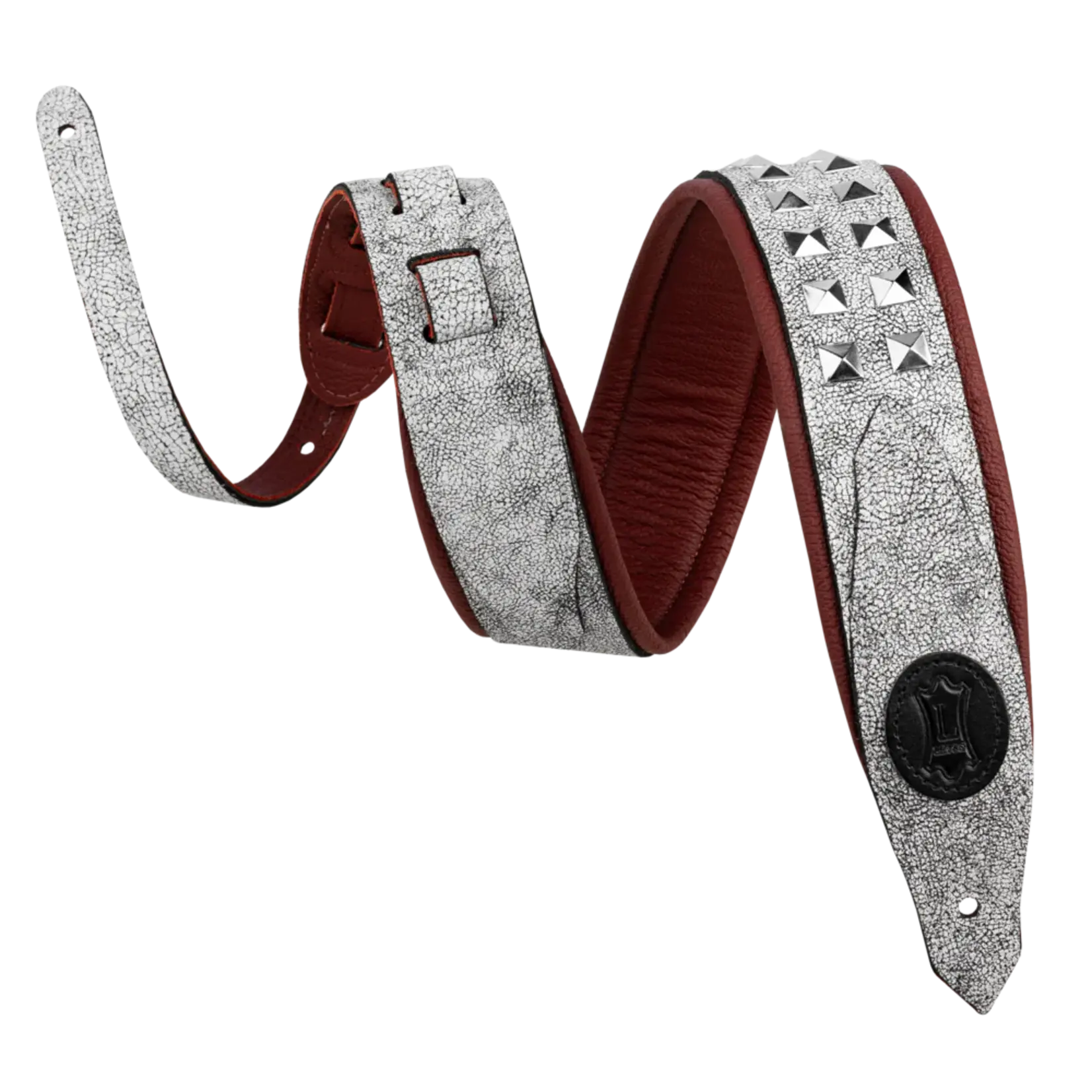 Levy's M80GRPDX-WHT Rebel Series Leather Strap - Cracked White W/Silver Studs