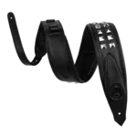 Levy's Levy's M80GRPDX-BLK Rebel Leather Series  2.5" Strap - Black with Silver Studs