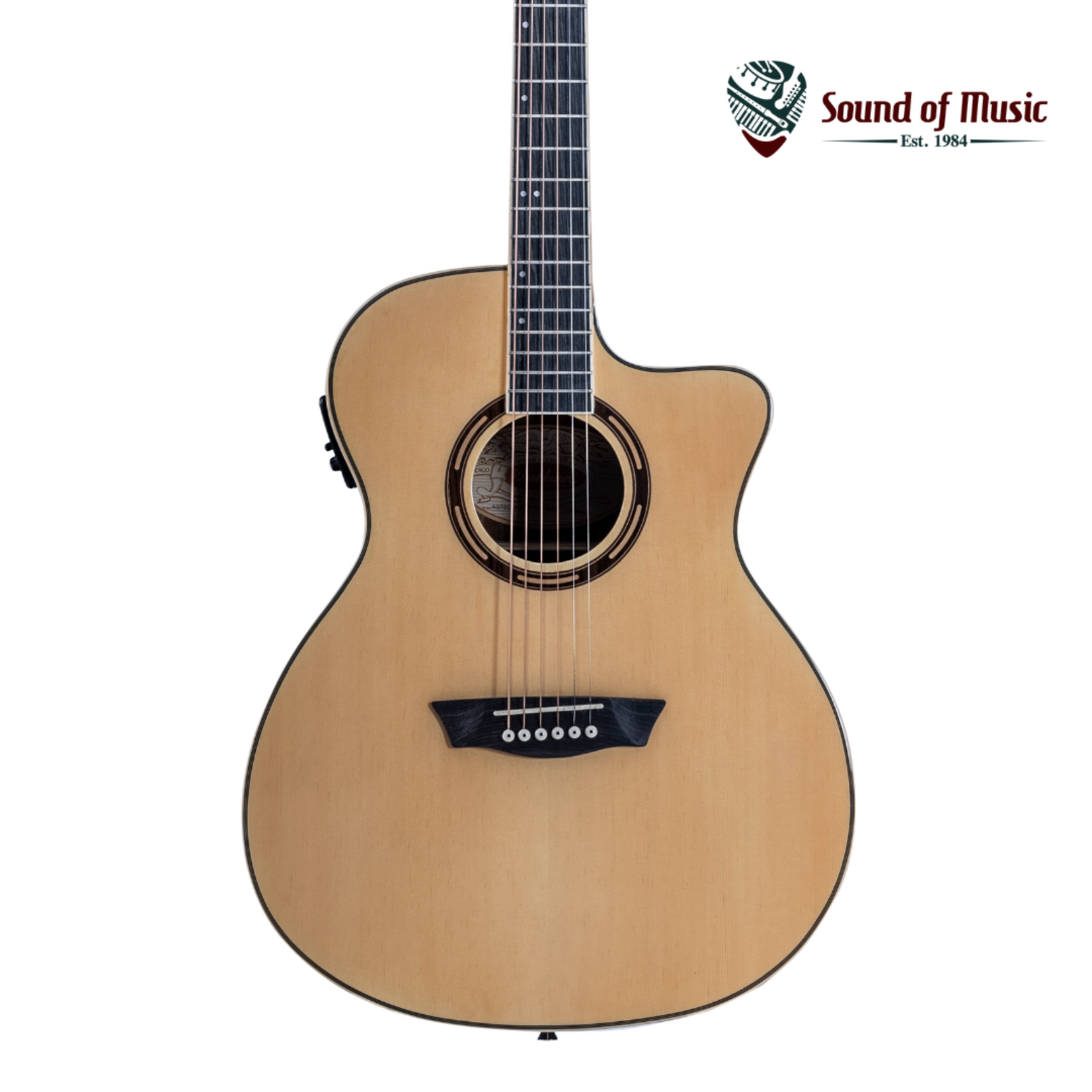 Washburn AG70CE Apprentice Series Grand Auditorium Cutaway Acoustic Electric Guitar W/Case - Natural