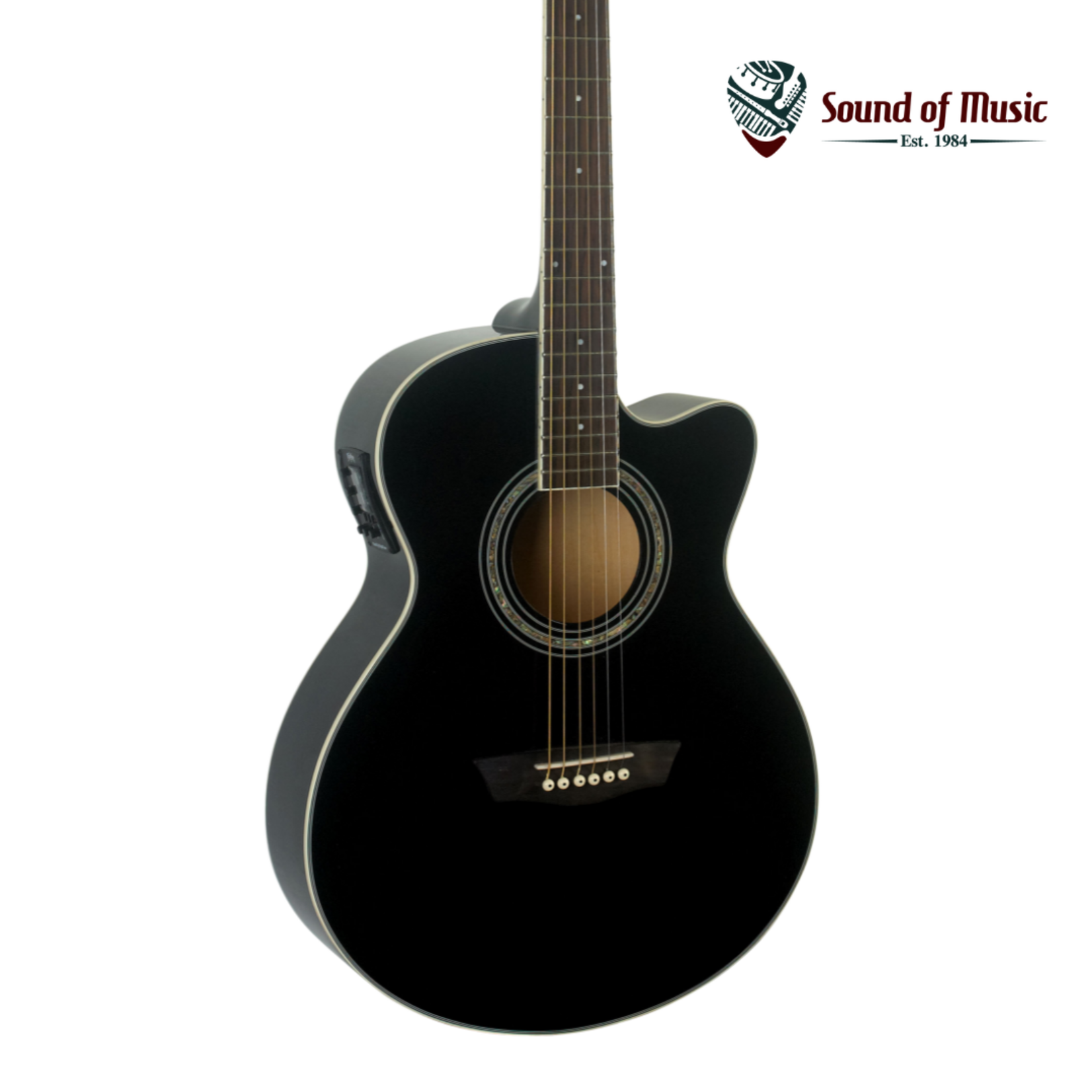 Washburn EA12 Mini Jumbo Acoustic-Electric Guitar - Black