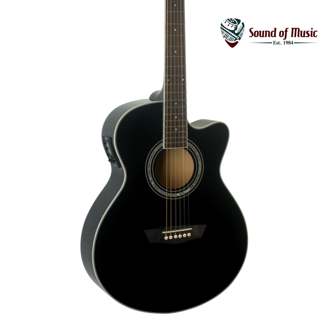 Washburn EA12 Mini Jumbo Acoustic-Electric Guitar - Black