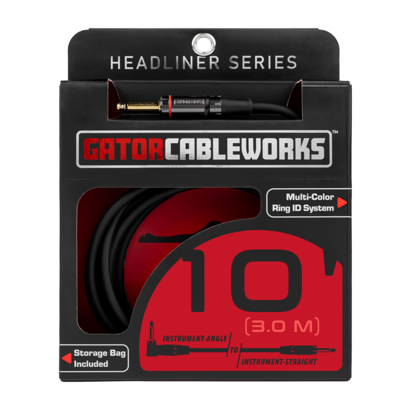 Gator Headliner Series Straight to RA Instrument Cable 10 ft.