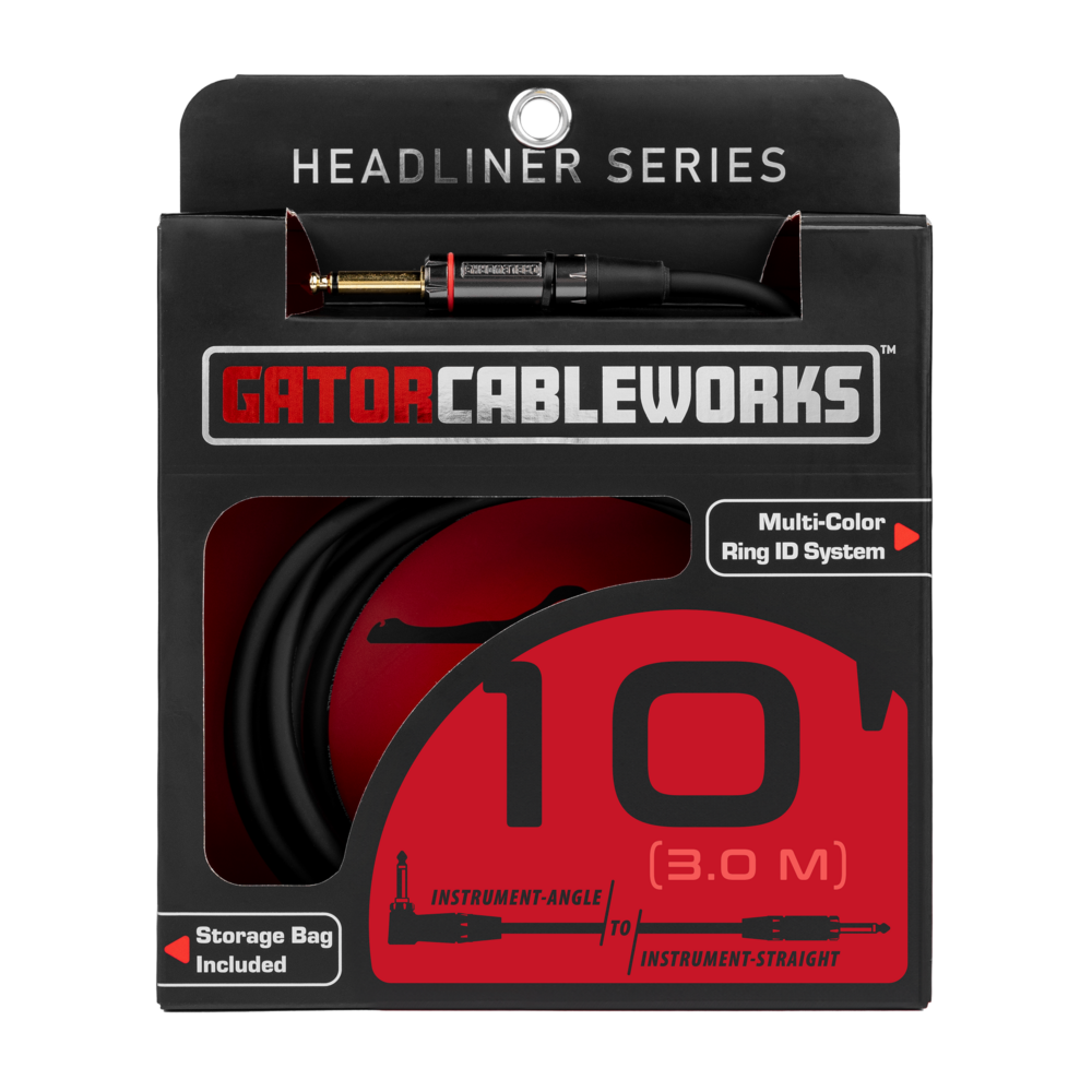 Gator Headliner Series Straight to RA Instrument Cable 10 ft.
