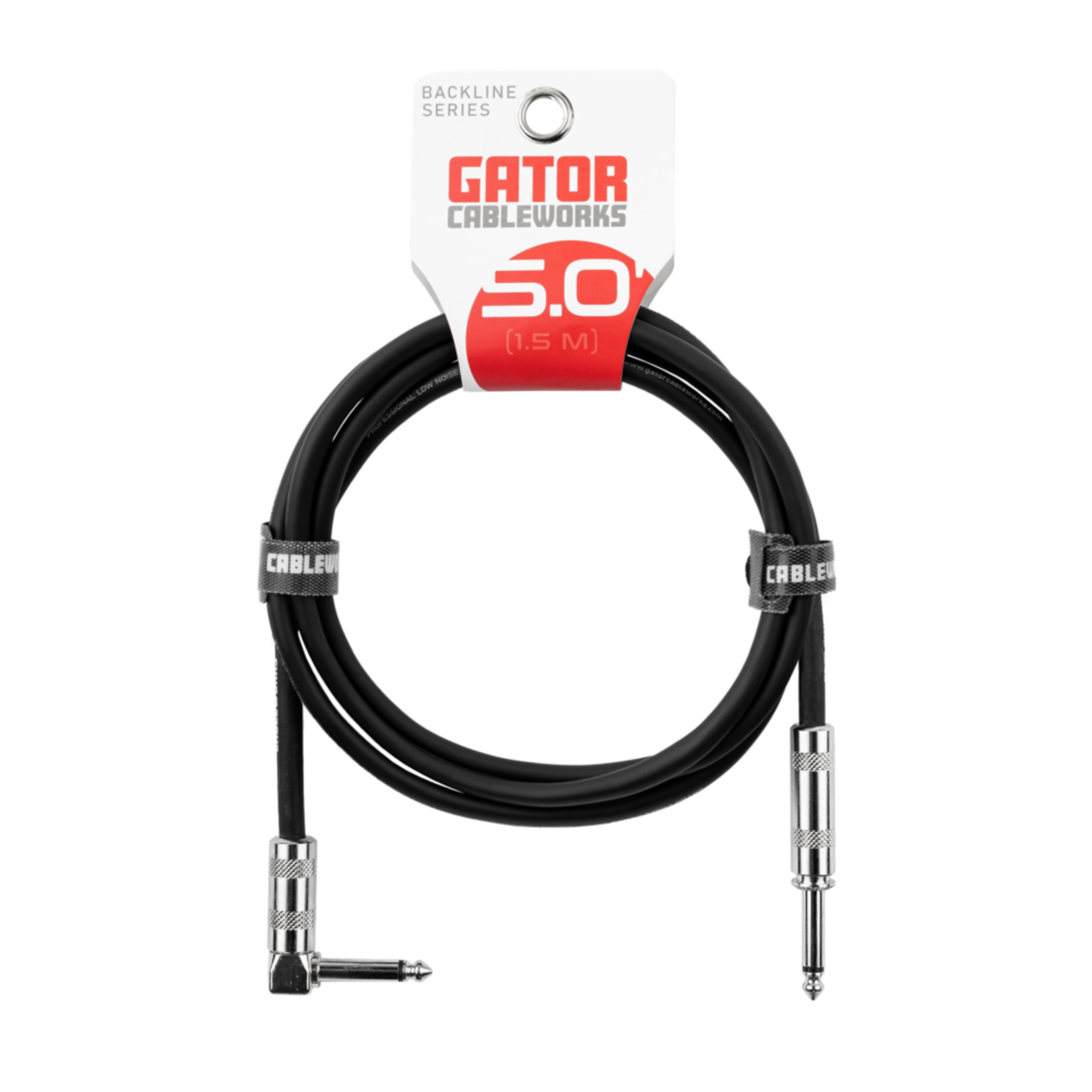 Gator CableWorks Backline Series GCWB-INS-05RA Instrument Cable, Right Angle-Straight - 5 Feet