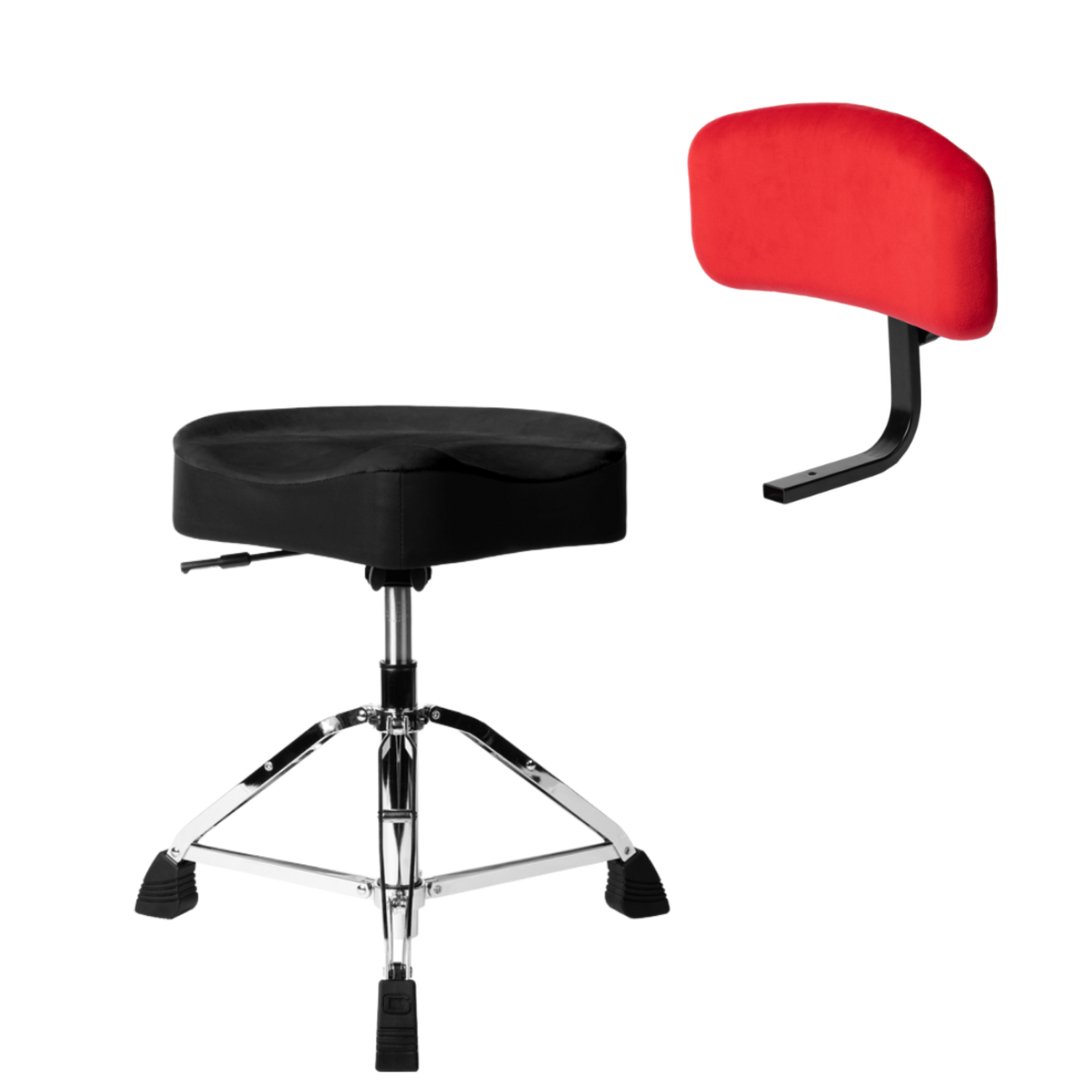 Gator Air Glide Drum/Guitar Throne Saddle Seat – Black W/Red Backrest