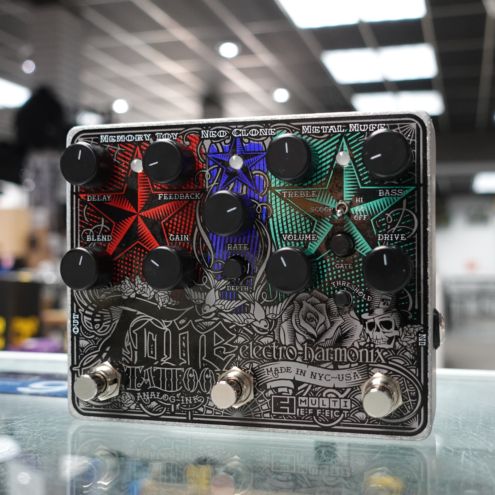 Electro-Harmonix Tone Tattoo Analog Delay/Chorus/Distortion Multi-Effect Pedal - (Used)