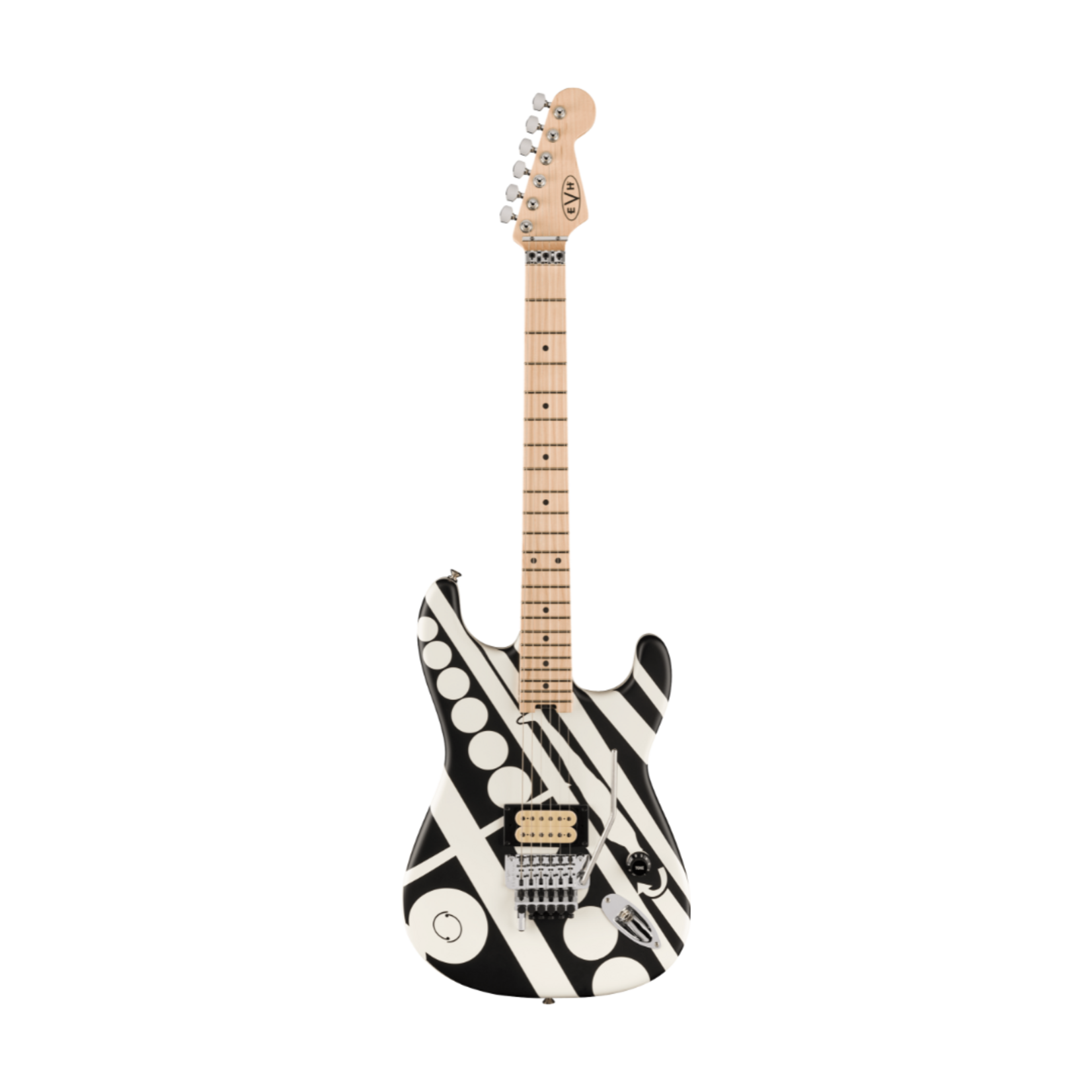 EVH Striped Series Circles, Maple Fingerboard W/Gig Bag - White and Black