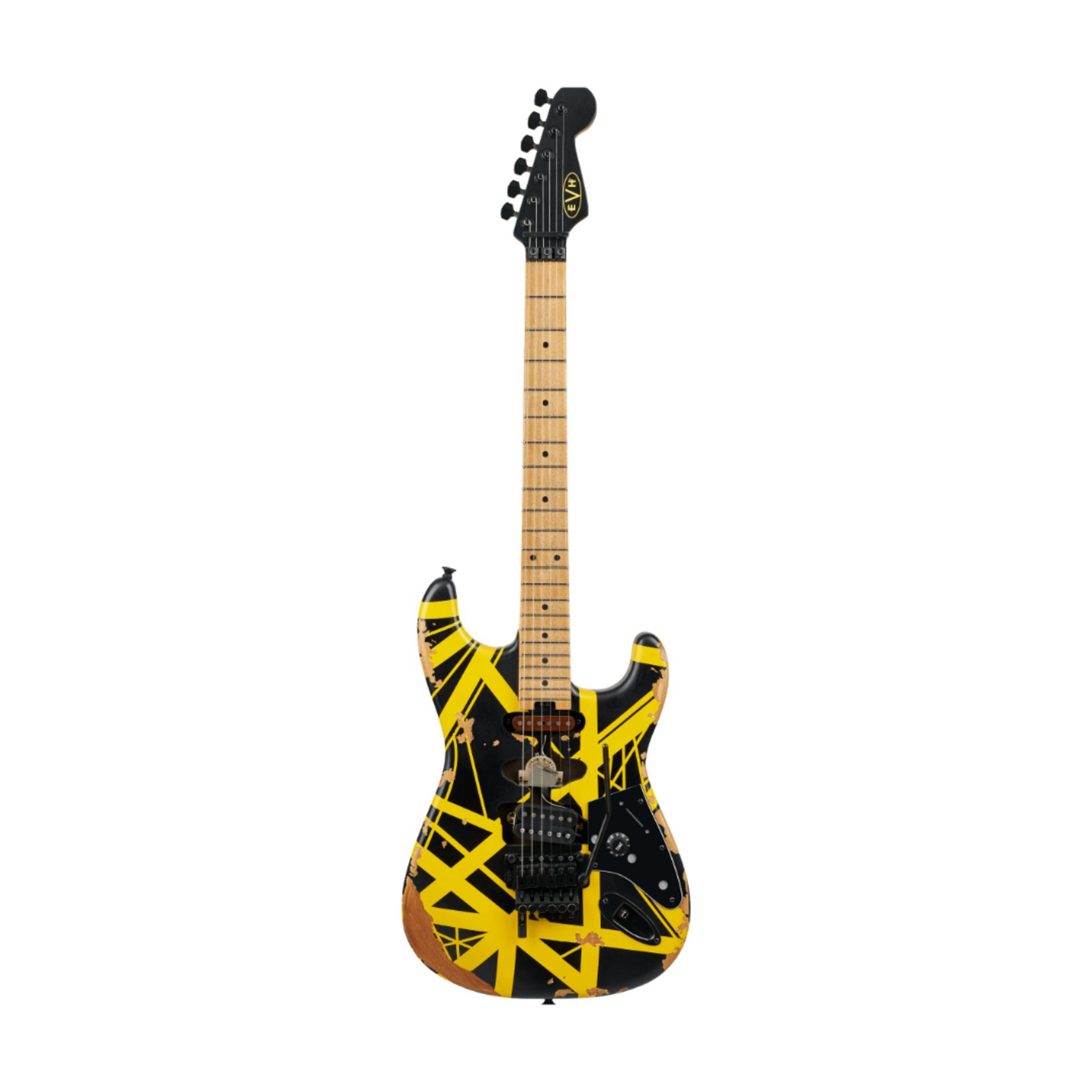 EVH Limited Edition Striped Series Frankenstein™ Frankie, Maple Fingerboard - Black with Yellow Stripes, Aged