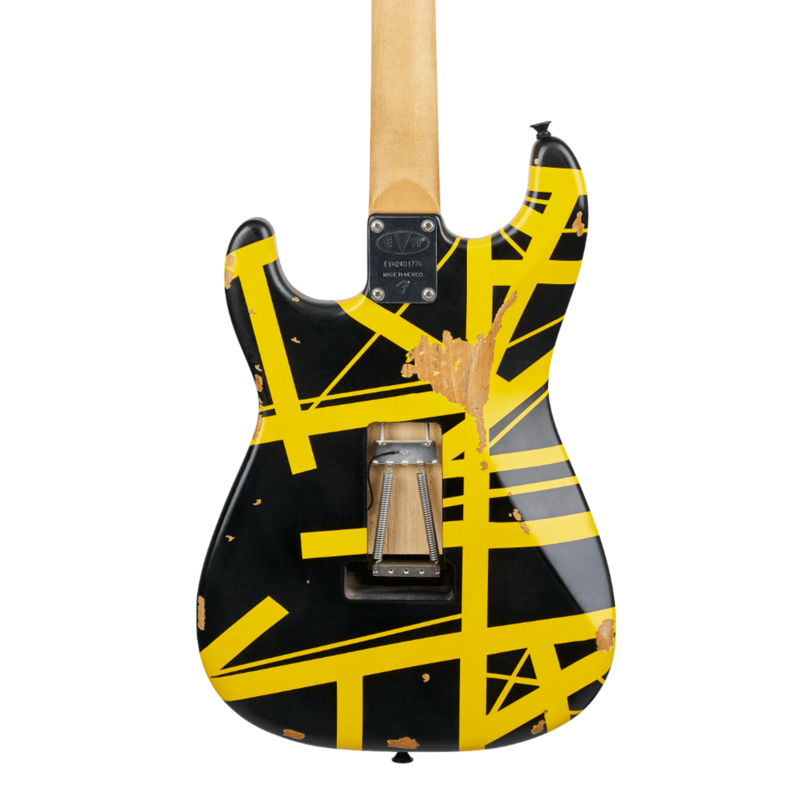 EVH Limited Edition Striped Series Frankenstein™ Frankie, Maple Fingerboard - Black with Yellow Stripes, Aged