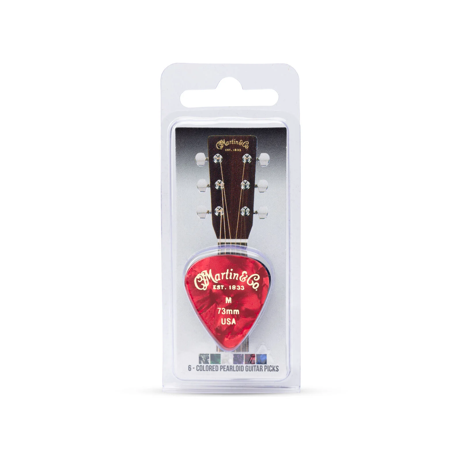 Martin Assorted Color Celluloid Picks - Medium 6 Pack