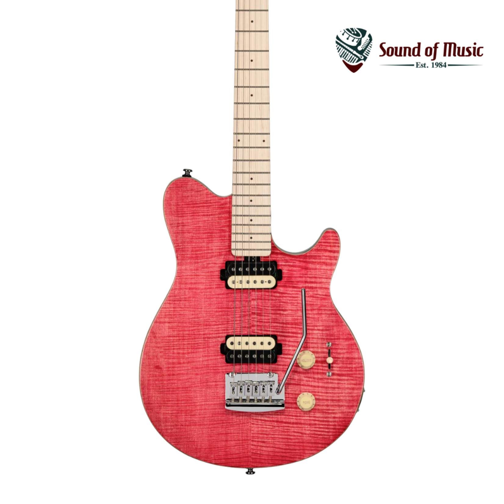Sterling By Music Man Axis Flame Maple Electric Guitar - Stain Pink