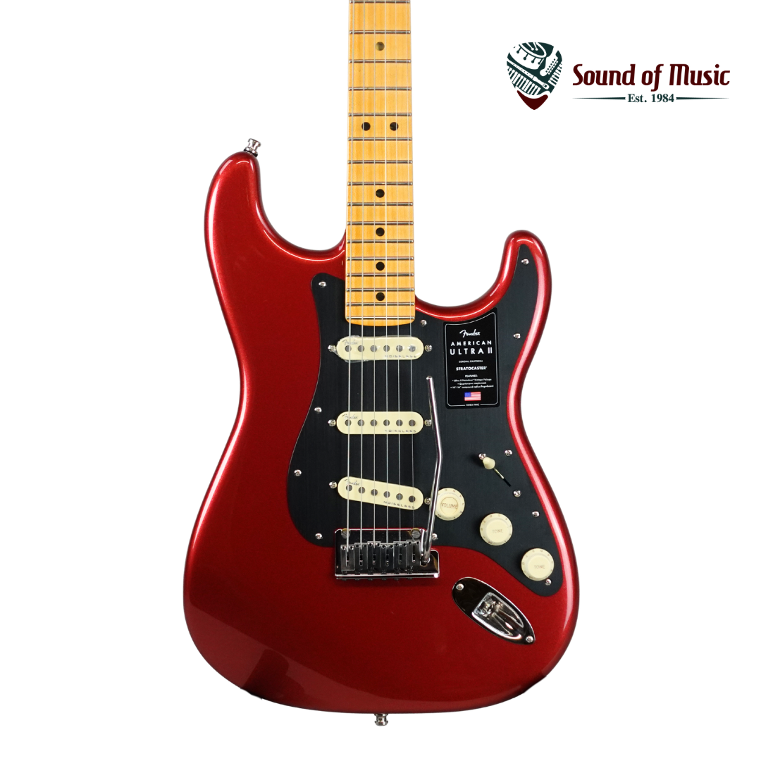 Fender American Ultra II Stratocaster SSS Electric Guitar, Maple Fingerboard W/Case - Sinister Red