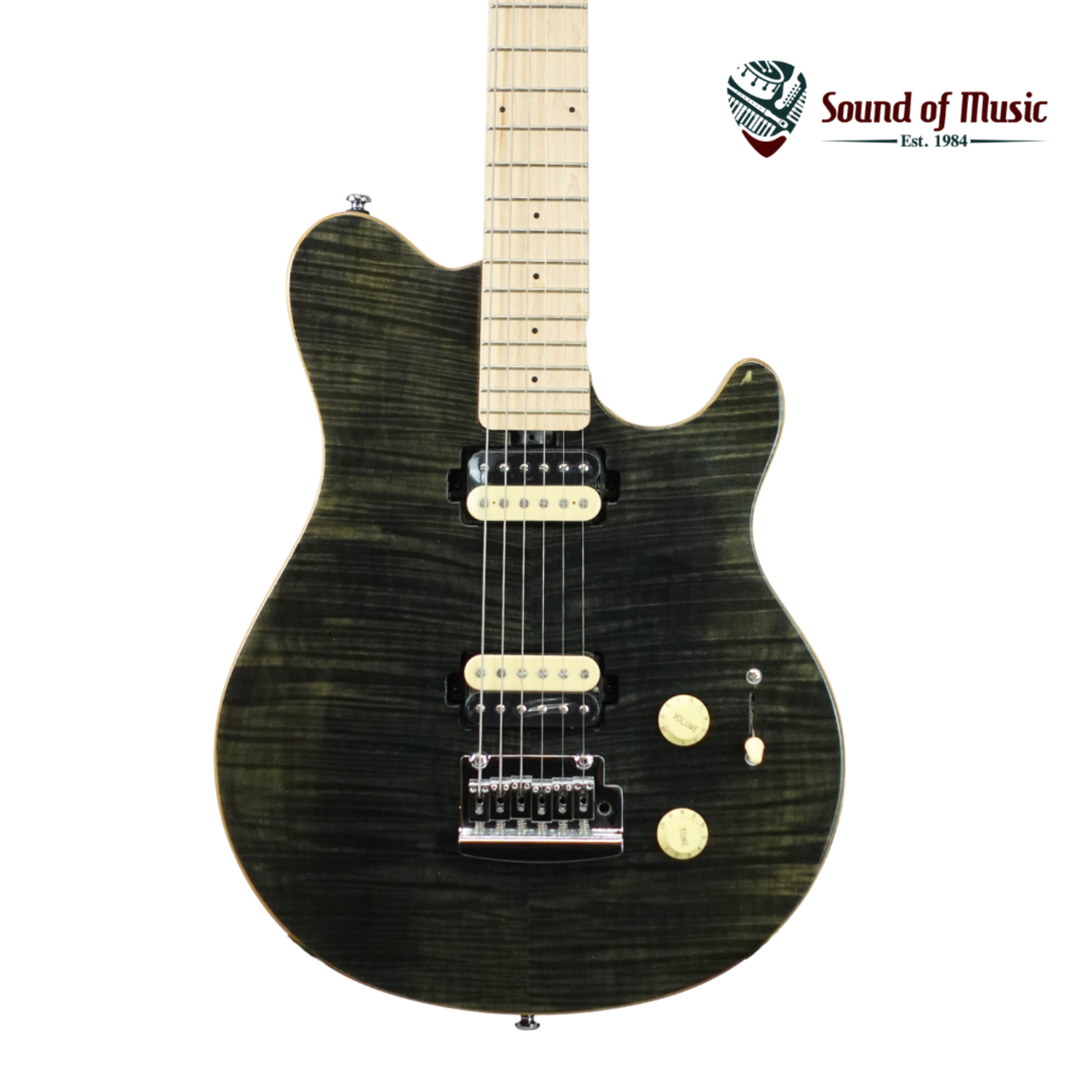 Sterling By Music Man Axis Flame Maple Electric Guitar - Trans Black