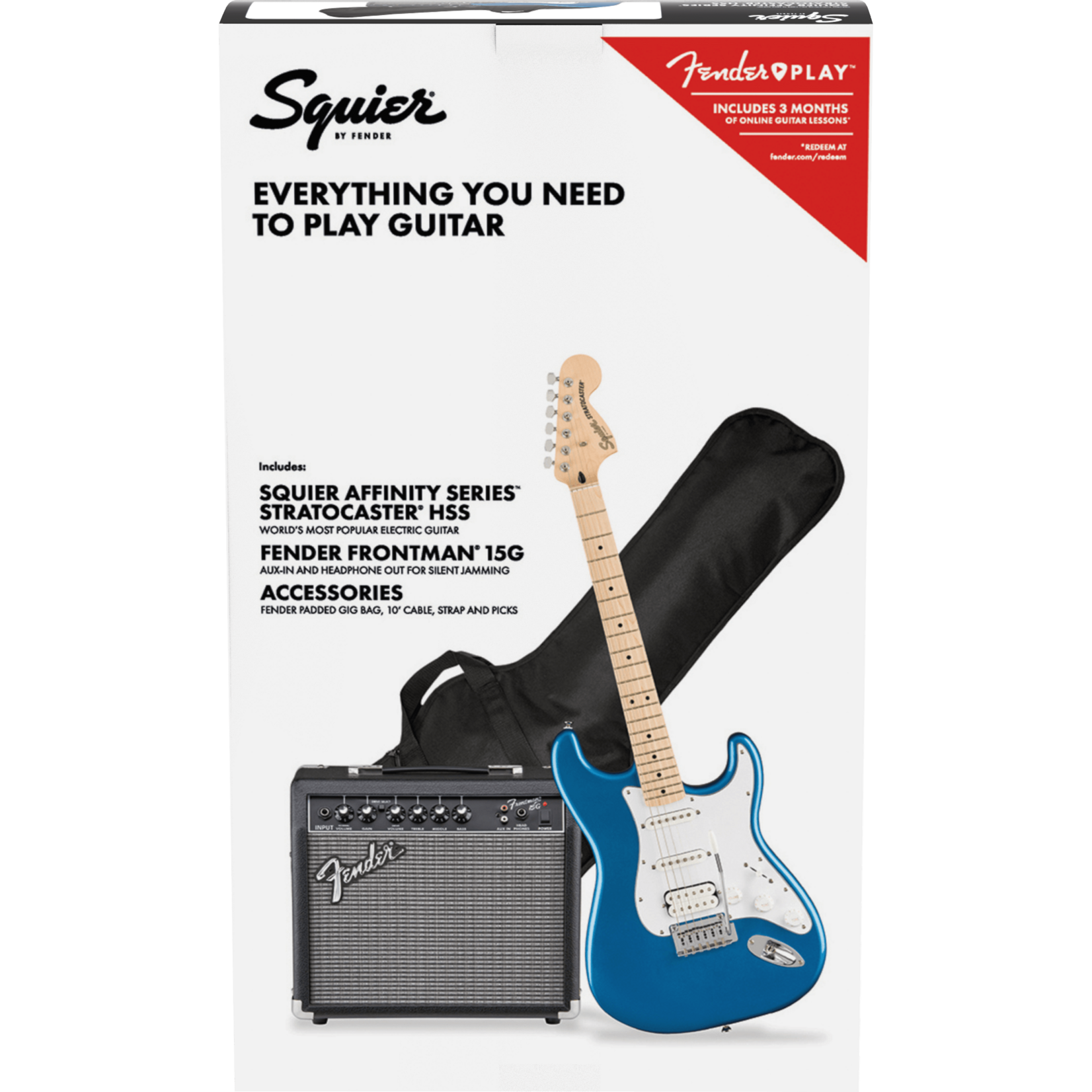 Squier Affinity Series® Stratocaster® HSS Pack W/Gig Bag & Amp - Lake Placid Blue