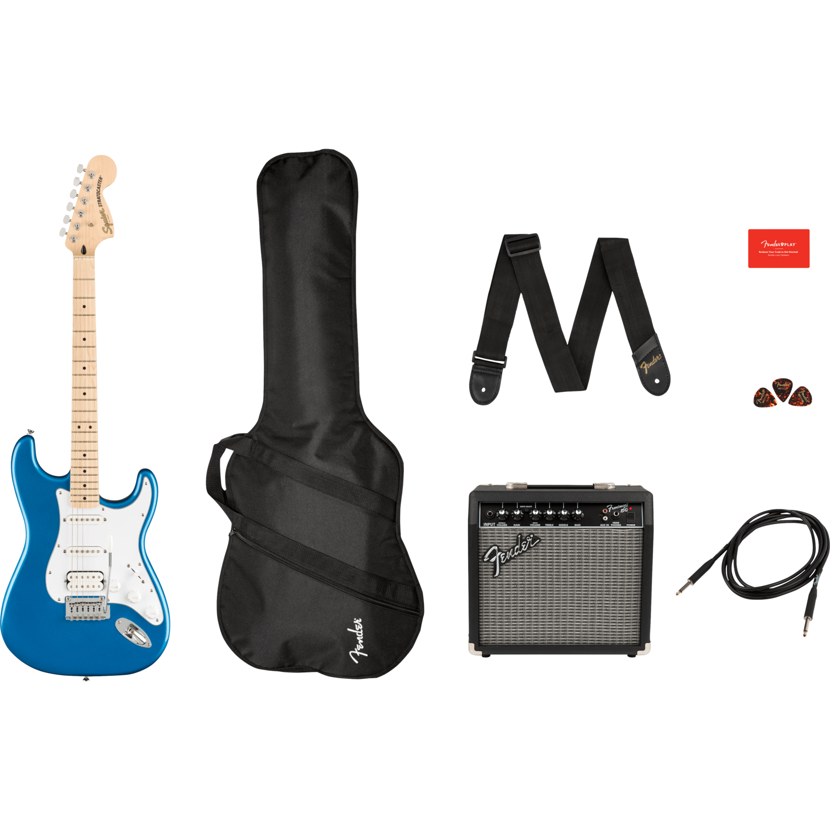 Squier Affinity Series® Stratocaster® HSS Pack W/Gig Bag & Amp - Lake Placid Blue