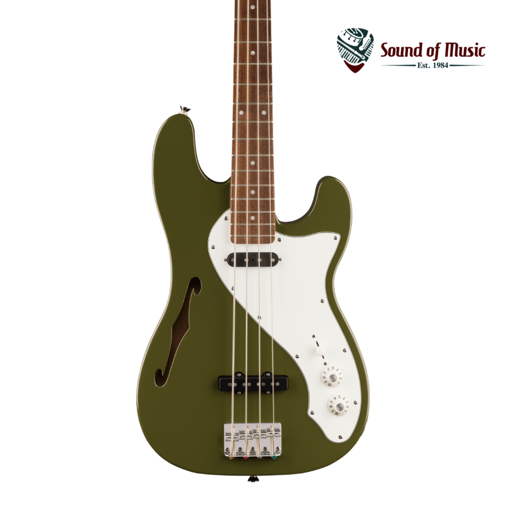 Squier Paranormal Precision Bass® Thinline SJ, Laurel Fingerboard, Parchment Pickguard, Olive
