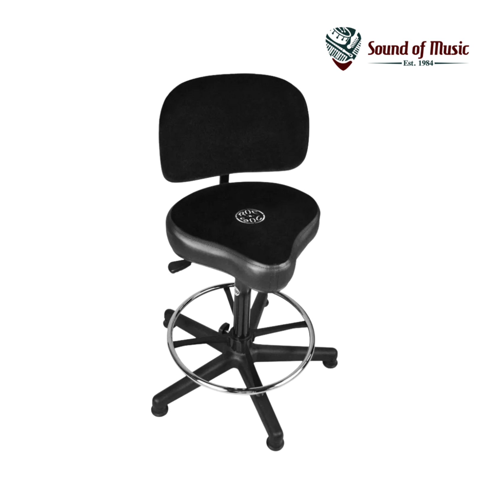 Roc N Soc Lunar Series Extended Height Timpani Throne with Backrest and Footring - Black