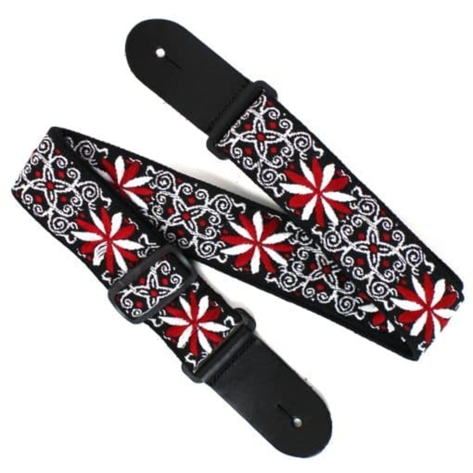 Walker & Williams OOAK-60 Black And White Lace Design Strap w/Spin Stars