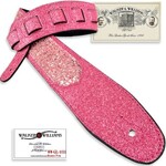 Walker & Williams WW-GL-103 Blush Pink Sparkle Glitter Bomb Padded Guitar Strap With Glove Leather Back