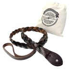 Walker & Williams M-61-CGN/BLK Throwback Series Hickory Brown And Black Grain Leather “Braid” Mandolin Strap