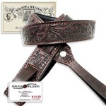 Walker & Williams M-22-RD Mahogany Brown Leather Premium Padded Mandolin Strap With Live Oak Design