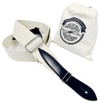Walker & Williams H-47 Vintage Series Classic White Woven Teardrop Strap With Black Leather Ends