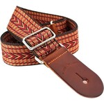 Walker & Williams H-34 Vintage Series Earth Tone Reds Woven Kaleidoscope Strap With Leather Ends