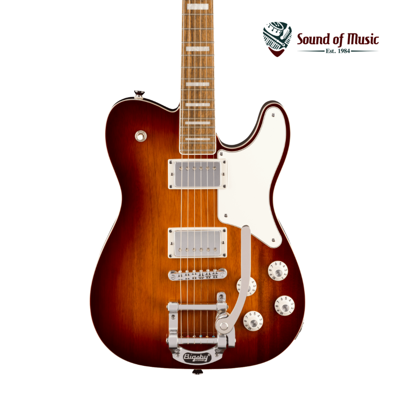 Squier Paranormal Troublemaker Telecaster® Deluxe Bigsby®, Laurel Fingerboard, Parchment Pickguard, Honey Sunburst