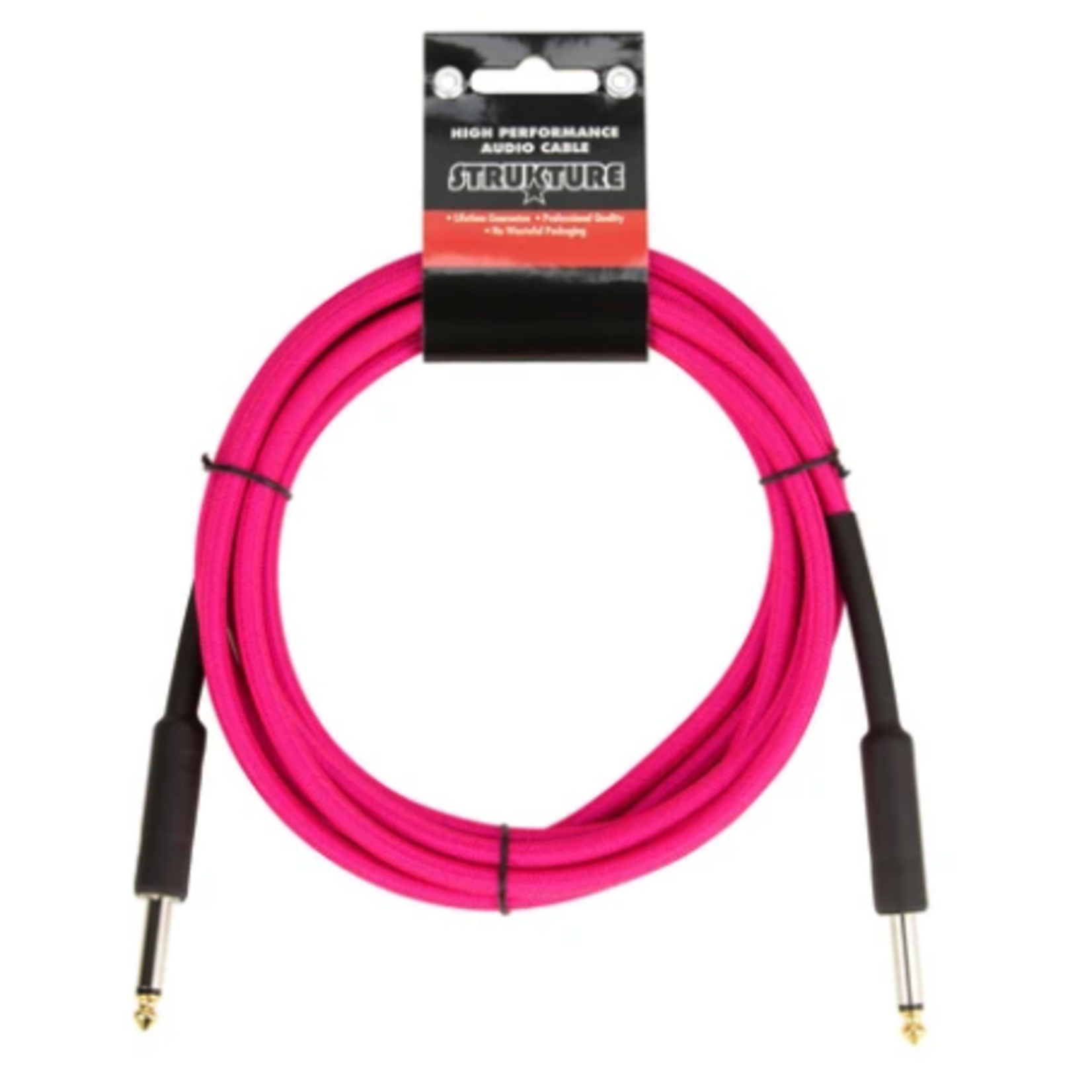 Strukture 18.6-Foot Woven Instrument Cable - Pink Panic