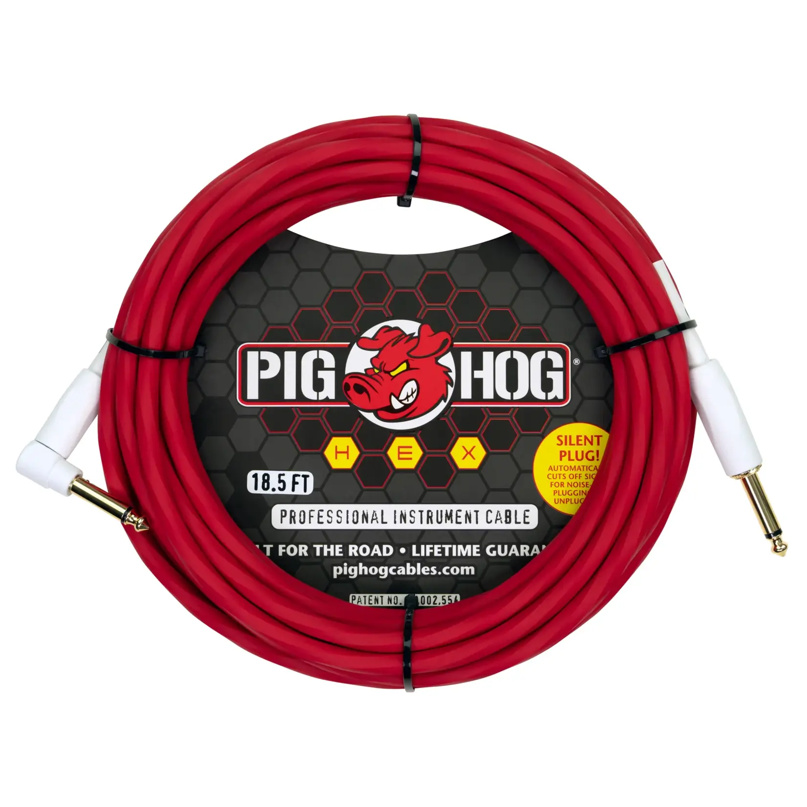 Pig Hog Hex Series Silent Cable 18.6 ft - Candy Apple Red