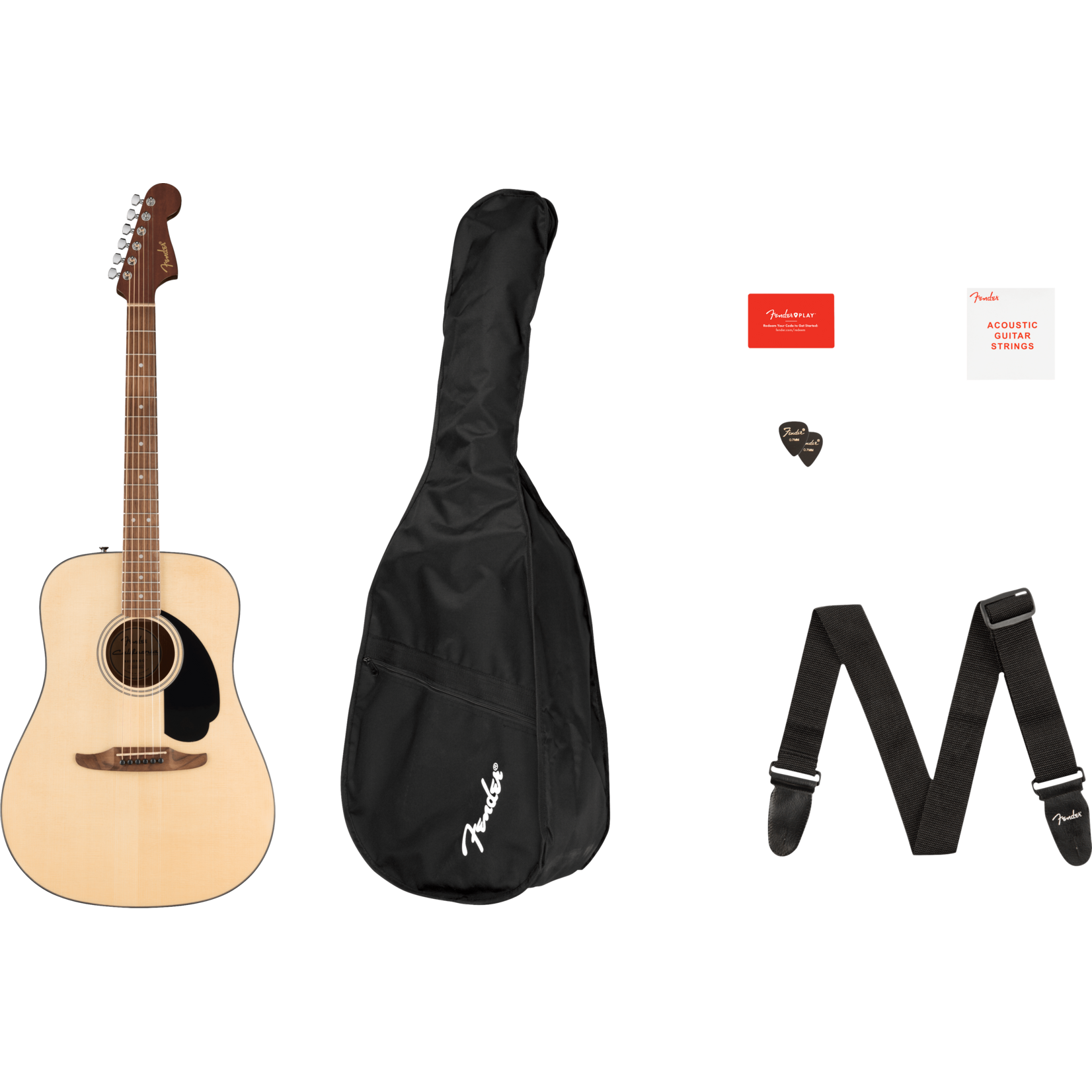 Fender California Standard Redondo Pack W/Gig Bag, Strap, & Picks - Natural