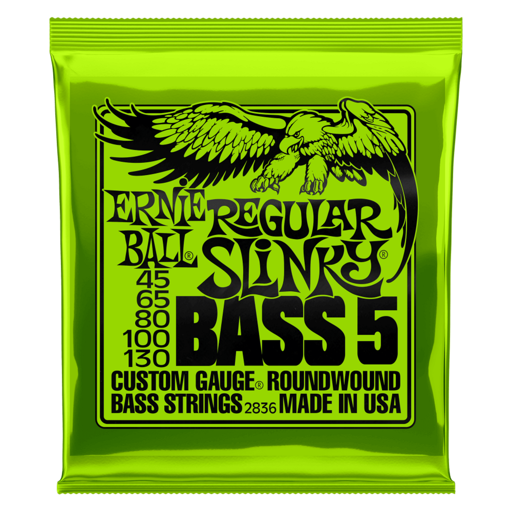 Ernie Ball Regular Slinky Nickel Wound 5-String Electric Bass Strings 45-130 Gauge