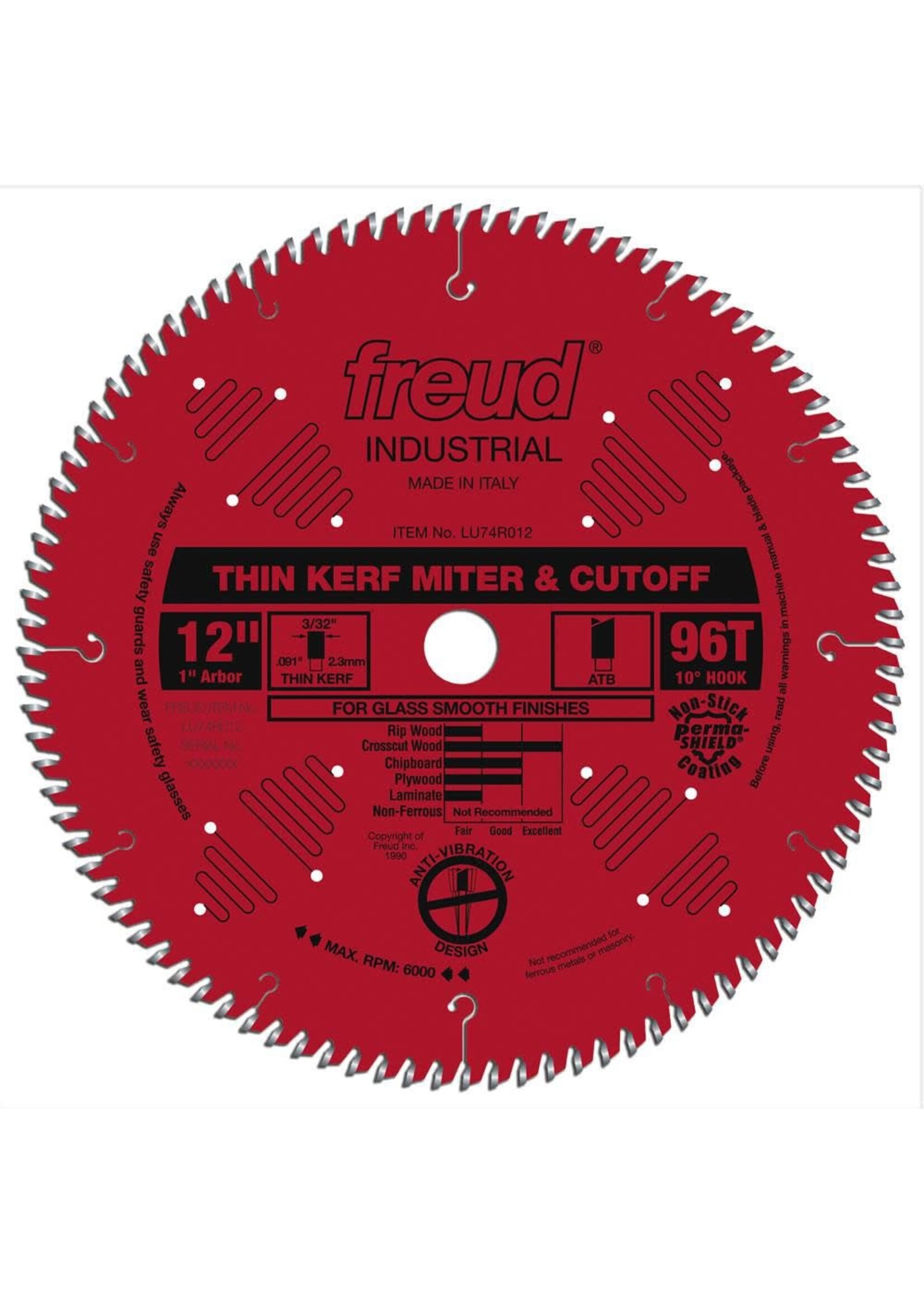 Freud/Diablo 12" Thin Kerf Ultimate High Production Cut-Off Saw Blade LU74R012