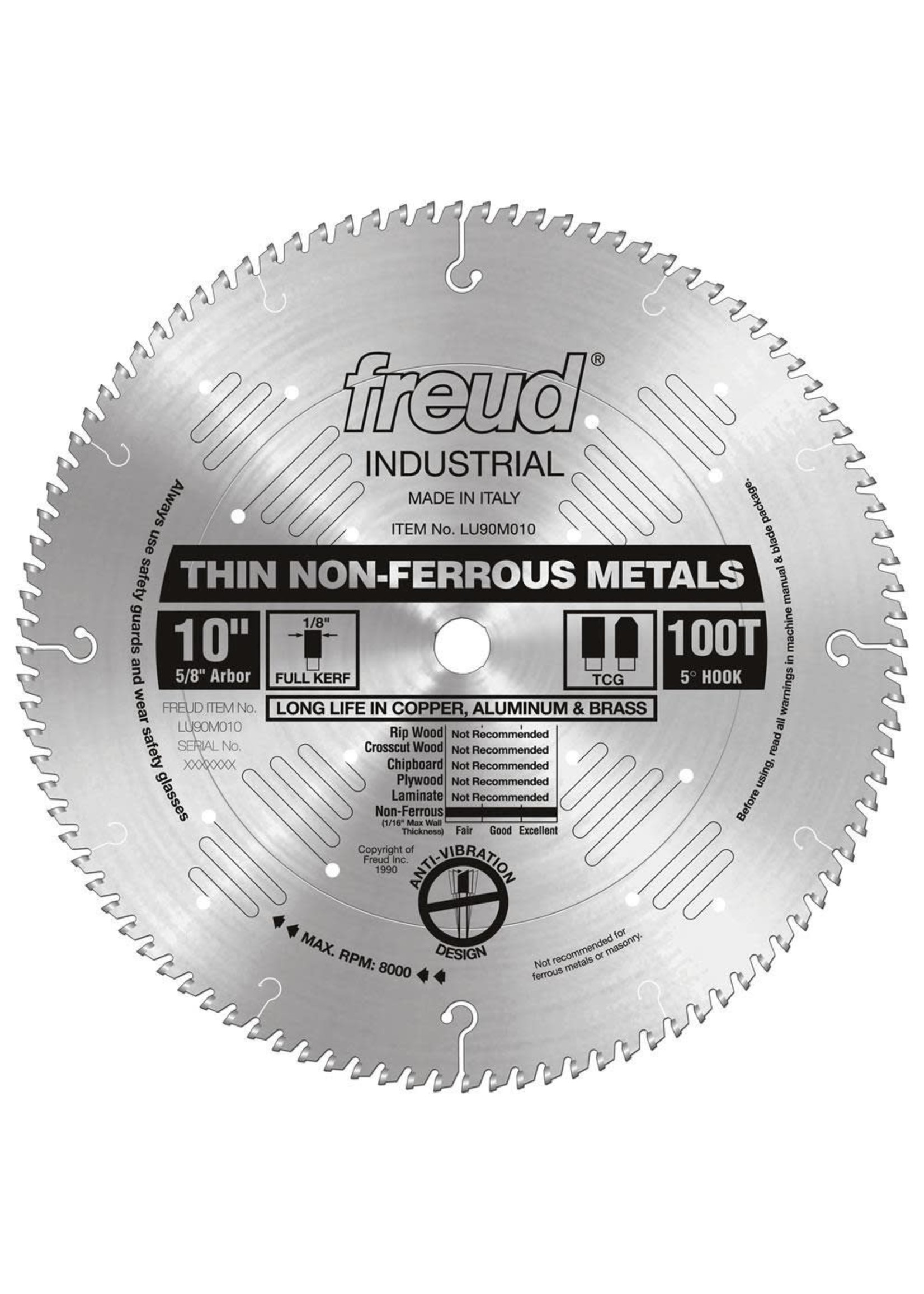 Freud/Diablo 10" Thin Stock Non-Ferrous Metal Blade LU90M010