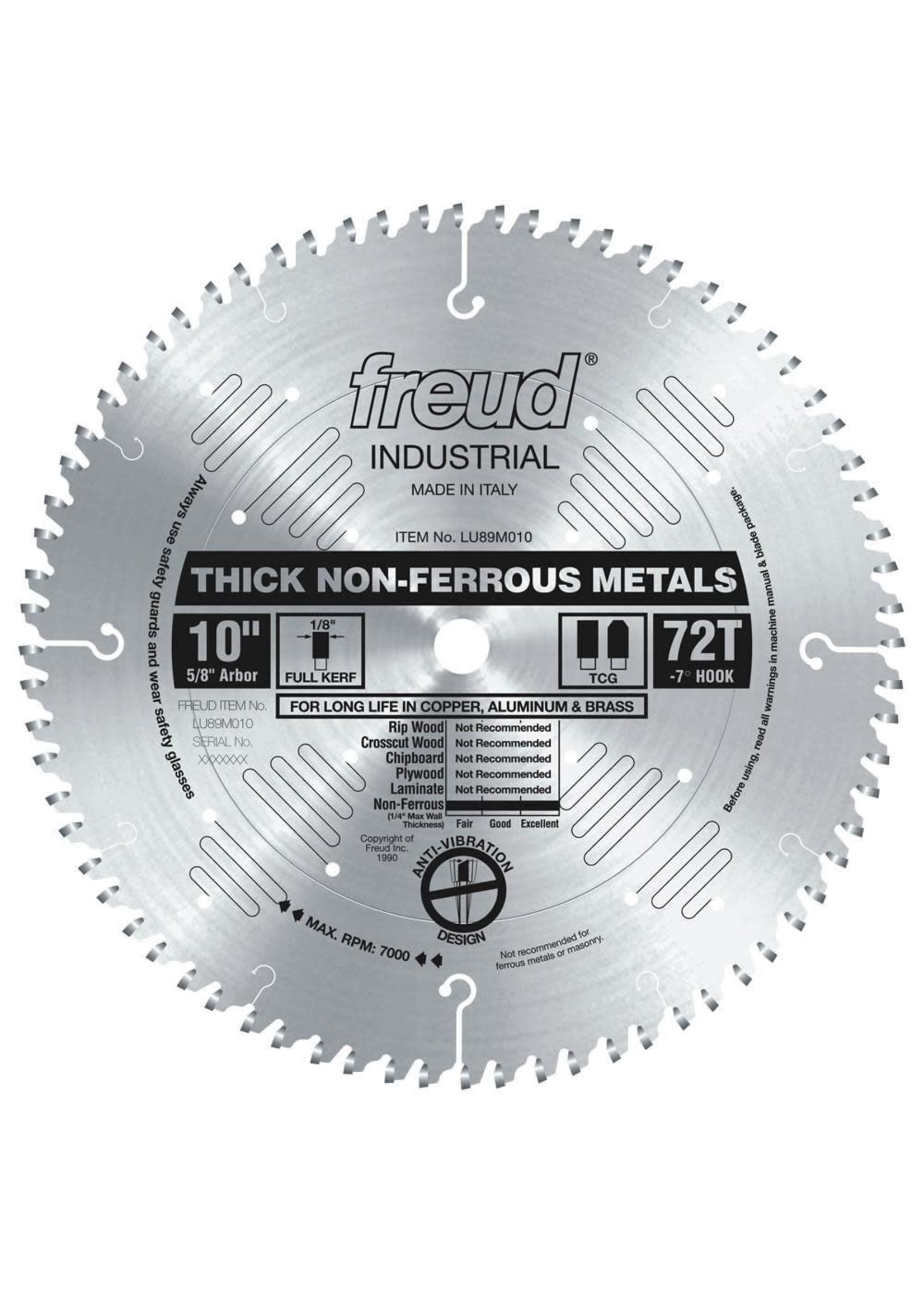 Freud/Diablo 10" Thick Stock Aluminum Metal Blade LU89M010